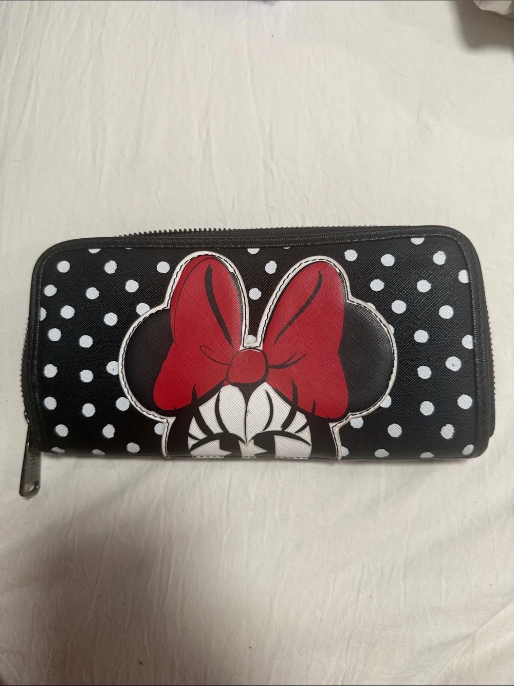 Loungefly Black Polka Dot Minnie Bow Zip Wallet